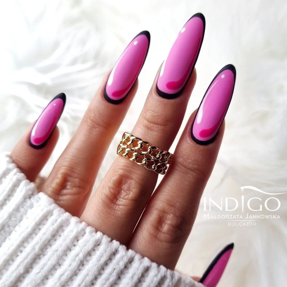 50 Eye-Catching Nail Art Designs : Black and White Double French Nails