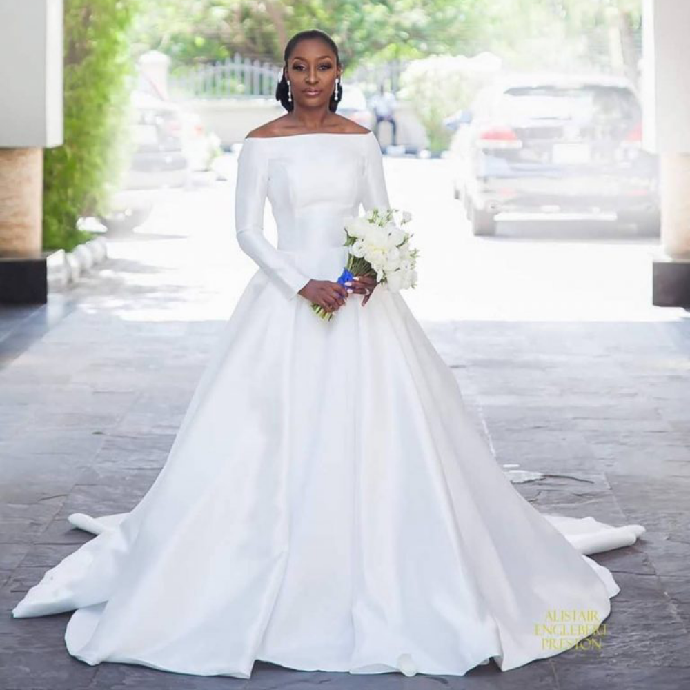 Off the Shoulder Satin Ball Gown Wedding Dress | David's Bridal