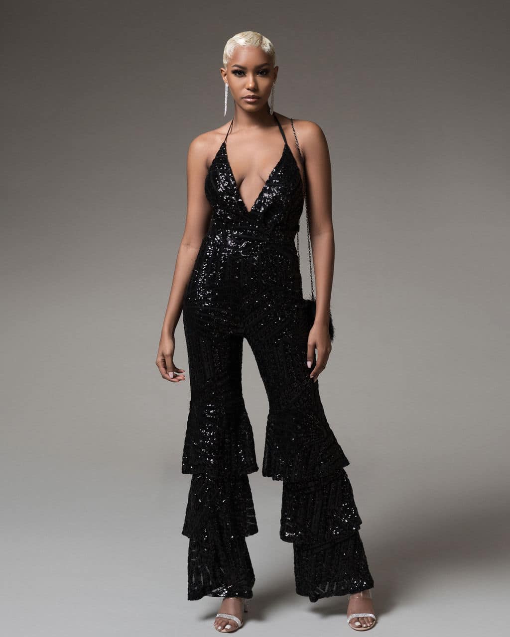 Black Micah Jumpsuit For Fall Winter Spring Summer