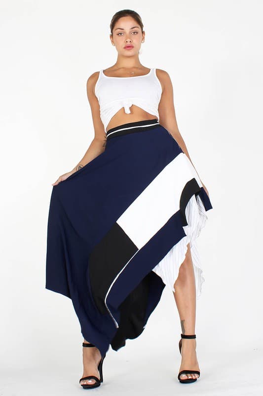 Tania Asymmetric Double Layered Skirt With Zipper