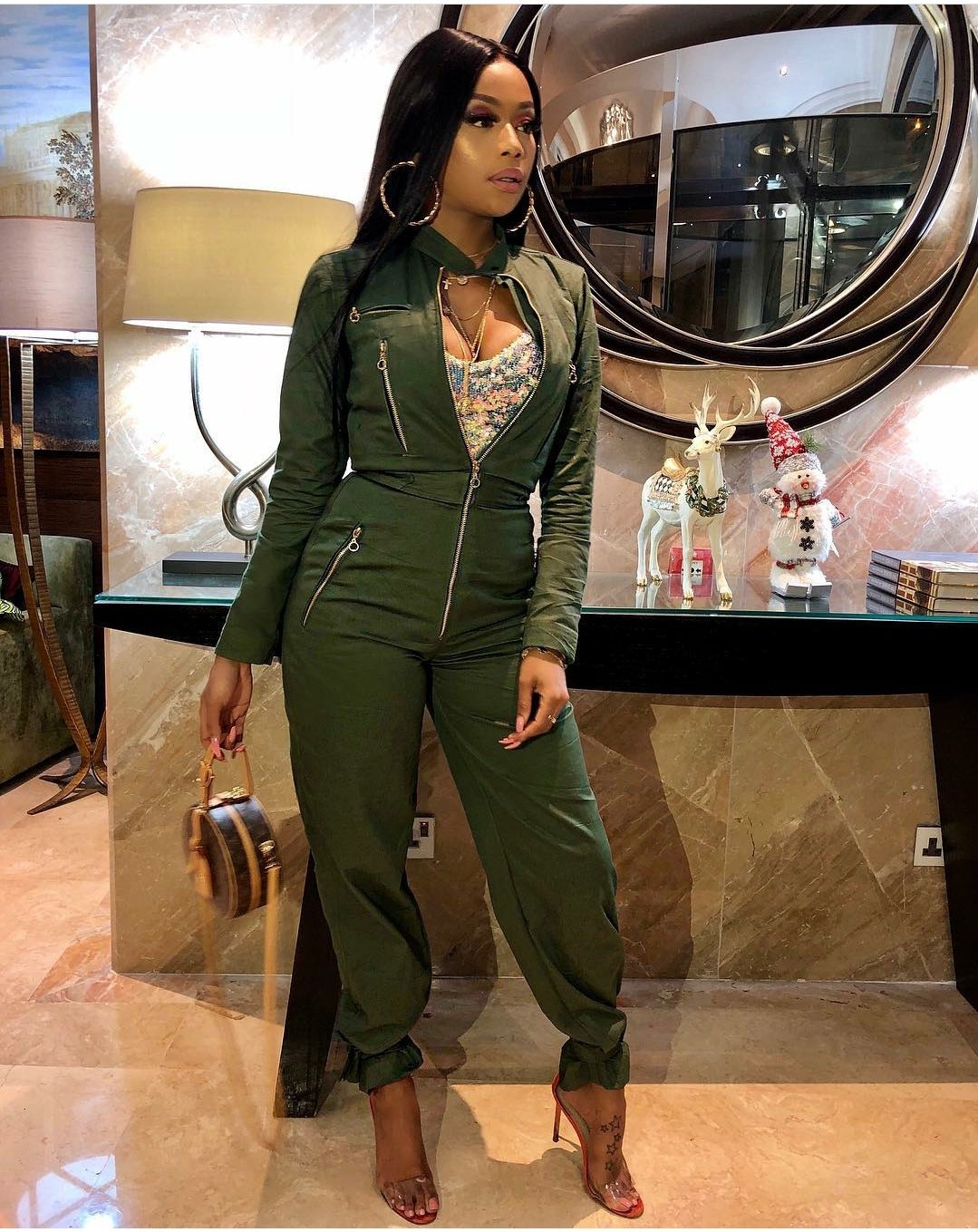 Bonang Matheba in army green