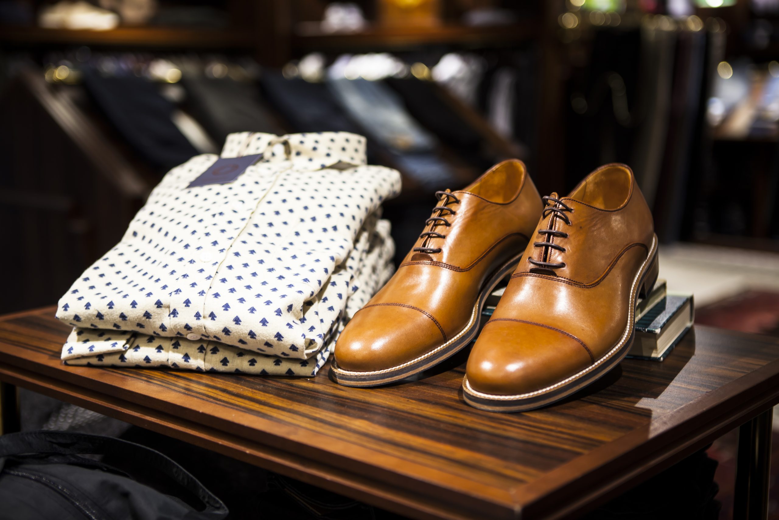 photo of a pair of brogue shoes for men and a shirt
