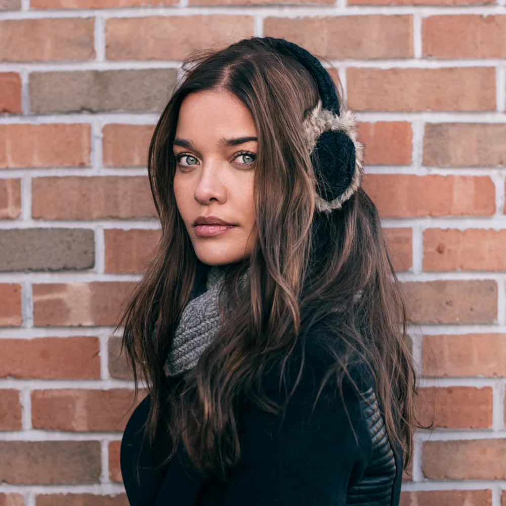 cable knit adjustable earmuffs