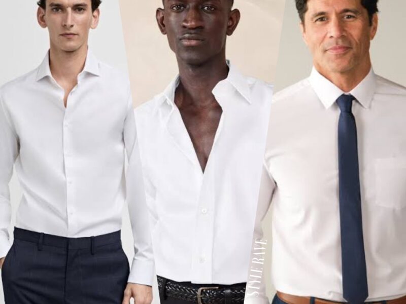 3 men wearing the best white dress shirts
