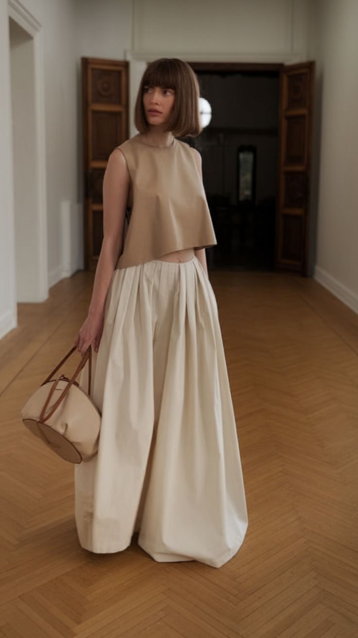 woman wearing cropped vest and maxi skirt