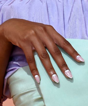 reverse crescent french tip nails