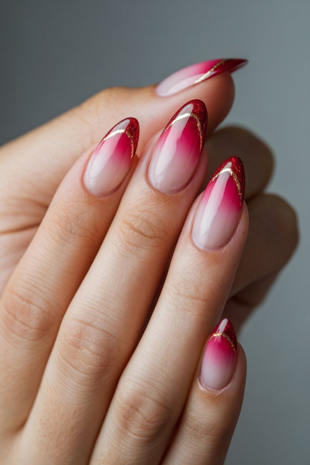 red aura french tip nails