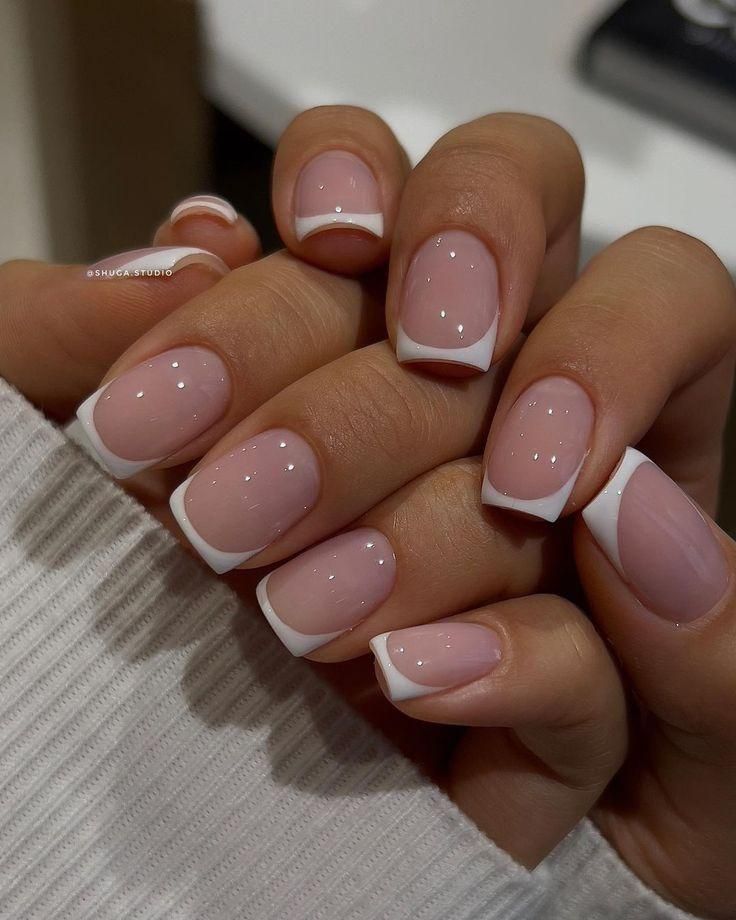 micro short french tip nails