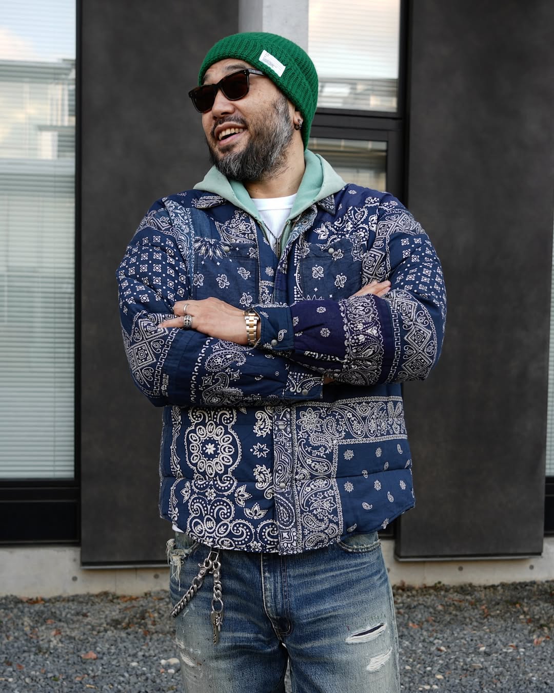 Мужская осень 2025 г. Мода с классической вязаной шапочкой, стиля с курткой