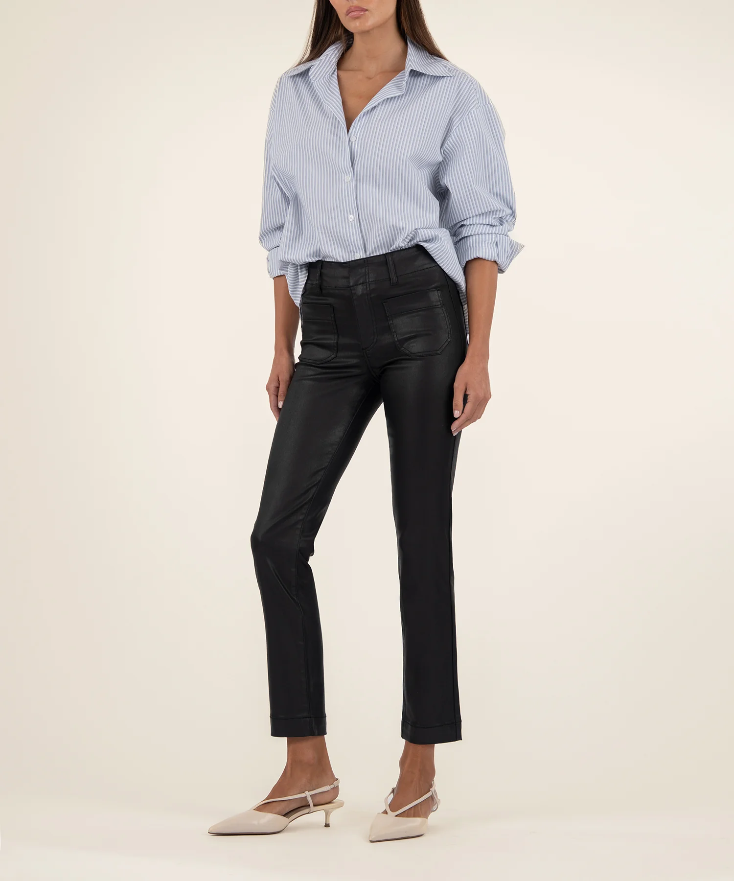 Kut from the Kloth Reese Straight-Leg jeans styled with shirt
