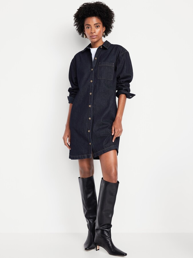 Long sleeve denim mini shirt dress — Old Navy dresses for everyday wear