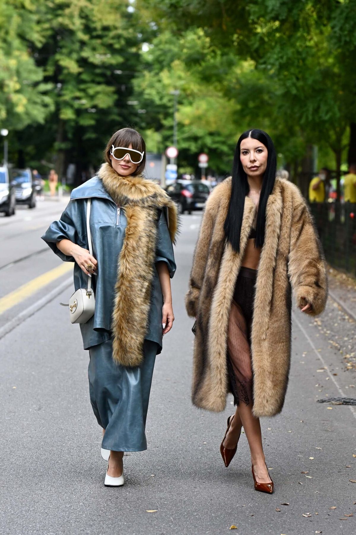 Chic winter ensemble featuring a long affordable mink coat for women.