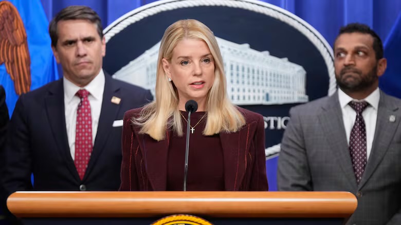 U.S. Attorney General Pam Bondi speaks with reporters About Ryan Wedding 