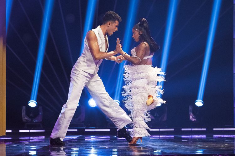 Jordan Chiles and Ezra Sosa at the Dancing with the Stars finale