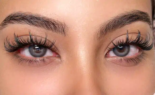 Close-up of flattering lash styles for all eye shapes on almond eyes