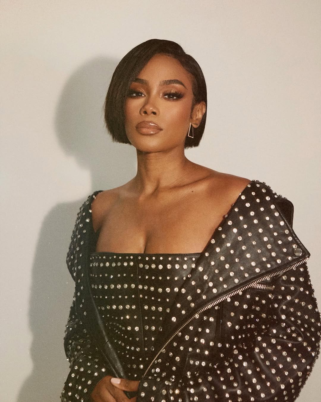 Short bob with keratin treatment styled for Christmas festivities