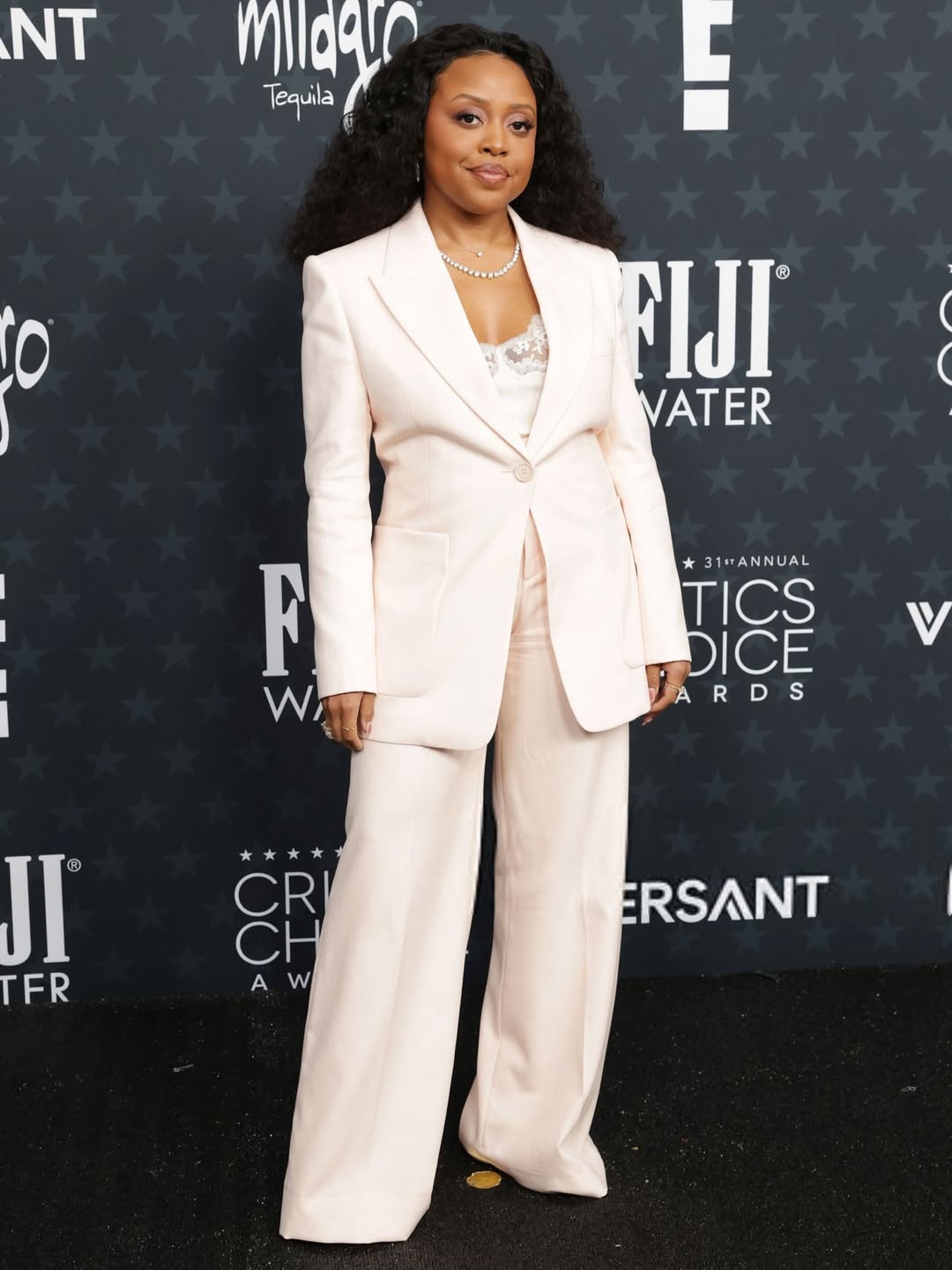 Quinta Brunson attends the 2026 Critics Choice Awards wearing a Chloé look styled by Higheelprncess.
