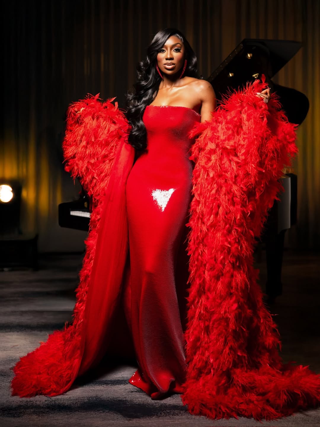 Wendy Osefo wearing a custom Sergio Hudson ensemble