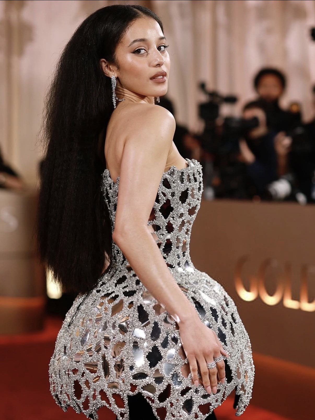 Chase Infiniti on the 2026 Golden Globes red carpet.