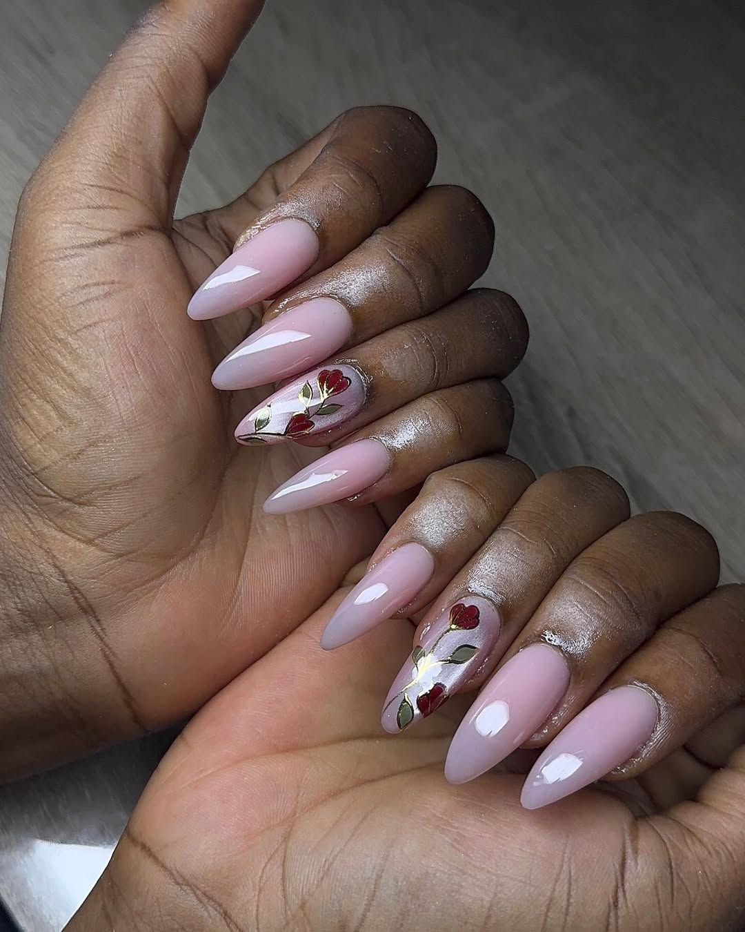 rose flower nails for valentine's day
