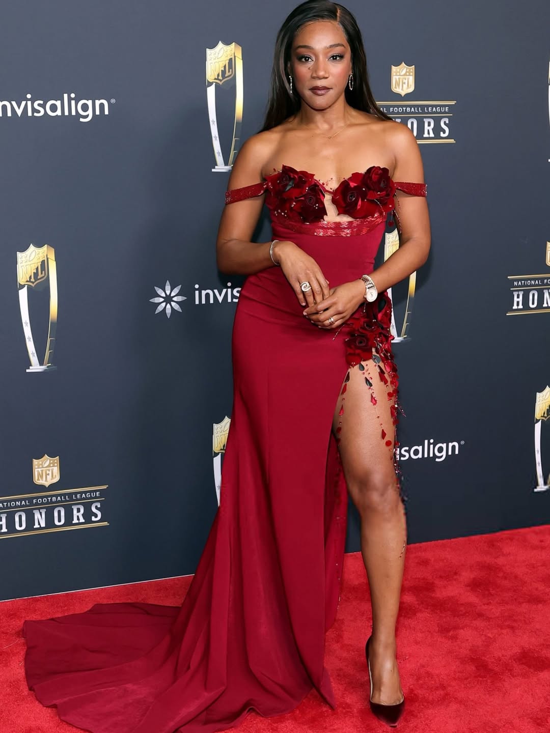 Tiffany Haddish wears Do Long to the 2026 NFL Honors, styled by Wayman and Micah.