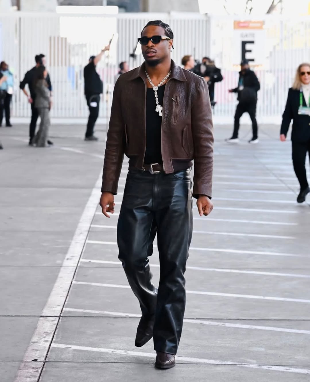 Nick Emmanwori attending Super Bowl LX weekend in a clean, modern rookie look.