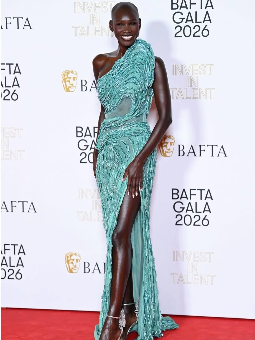 Adot at the BAFTA Talent Gala in a Tony Ward Couture gown with elegant embellishments.