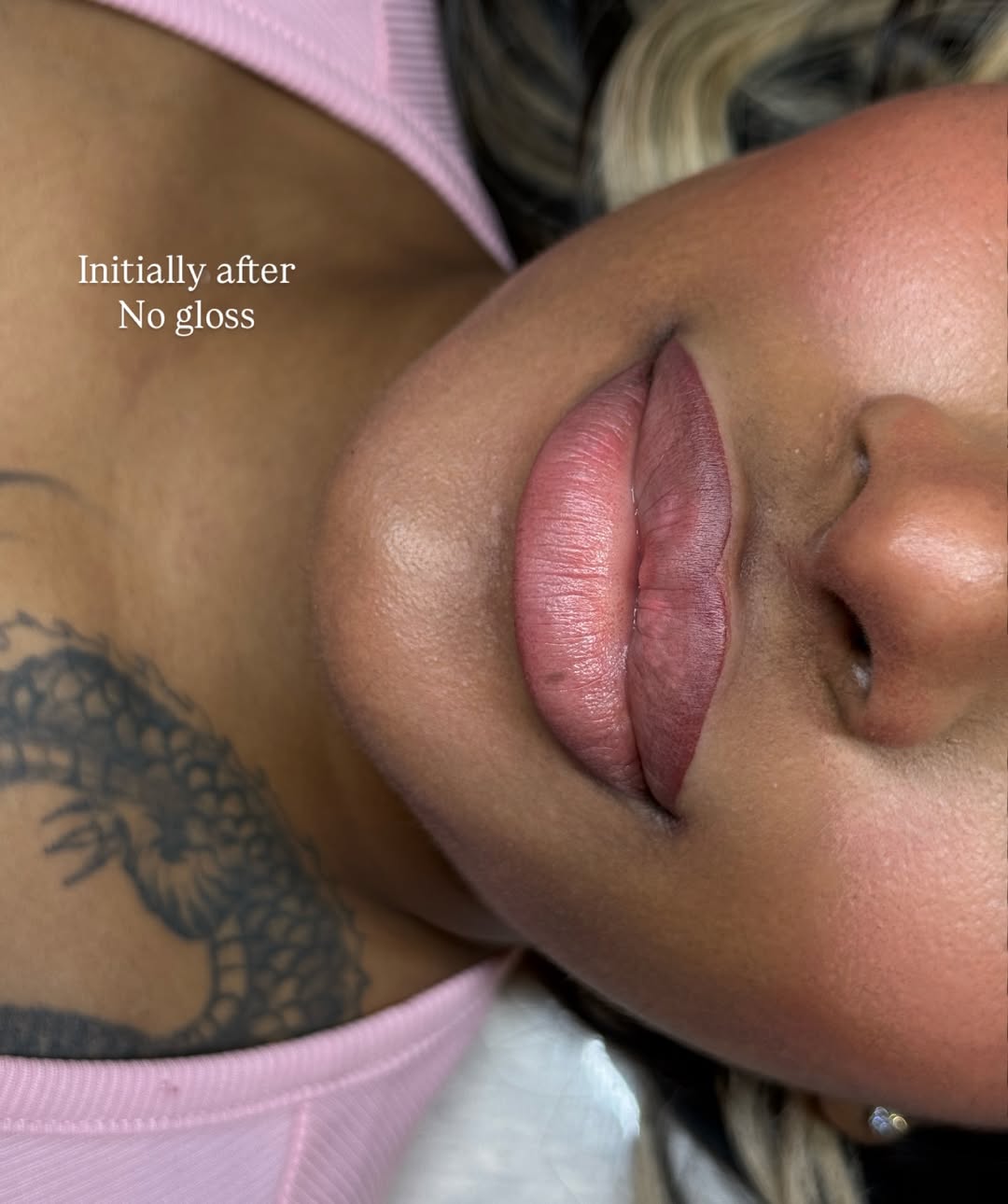 dark-skinned woman with ombre lip blushing 