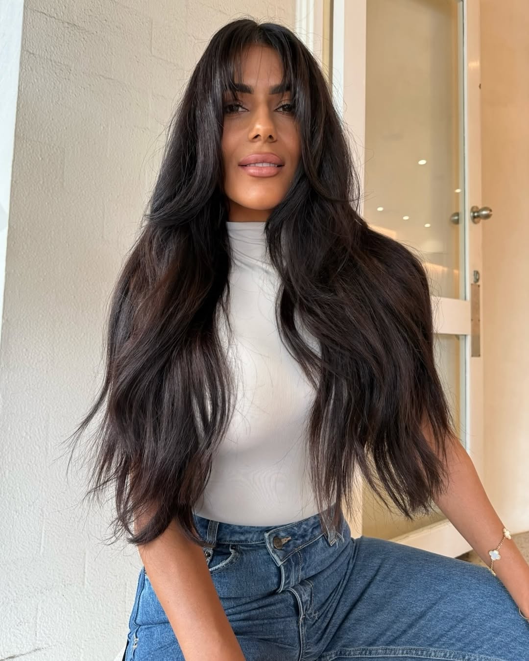 Soft blended curtain bangs with layered haircut — curtain bangs styling