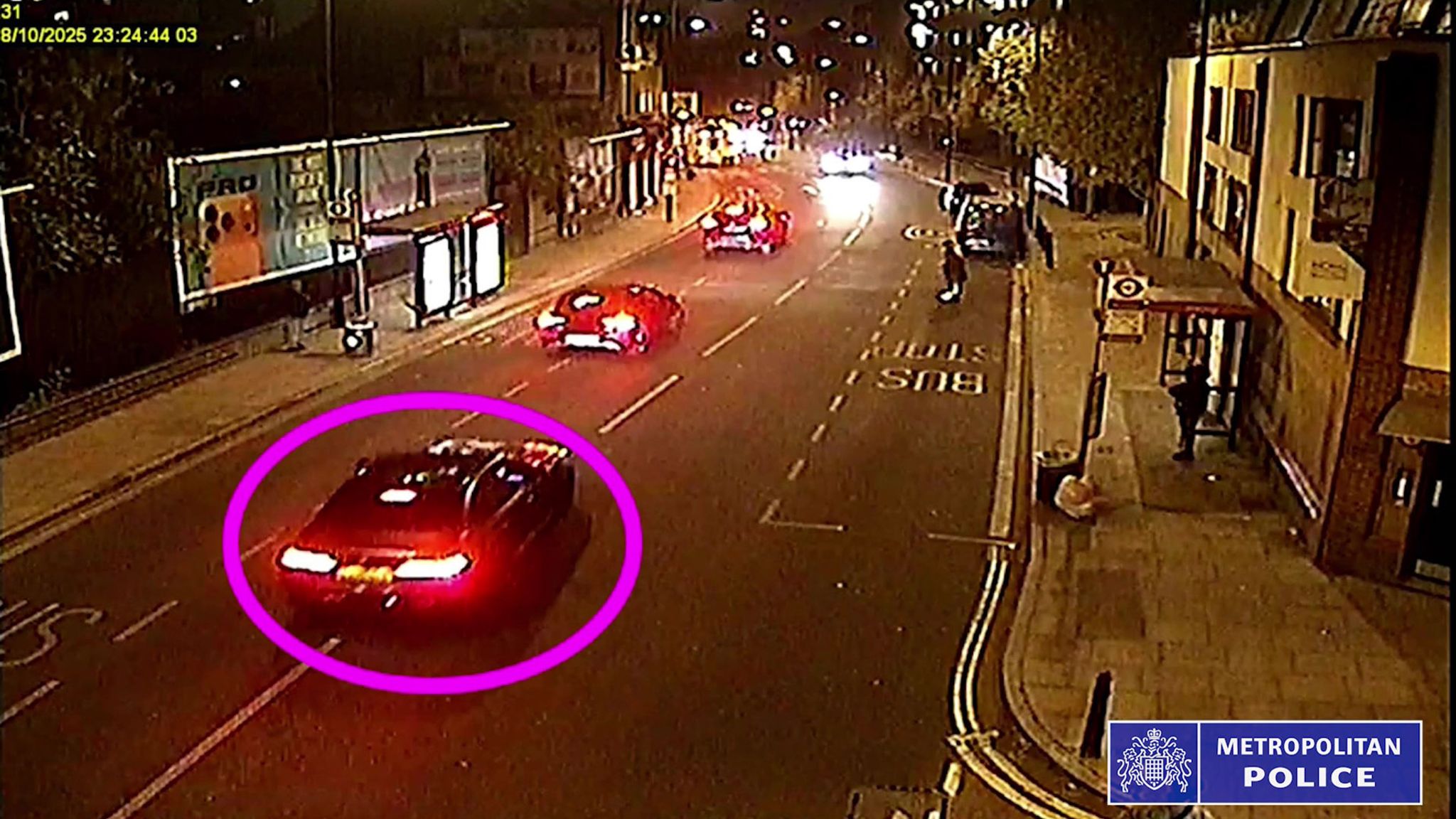 CCTV of Clarke-Samuel driving his car erratically and at speed.