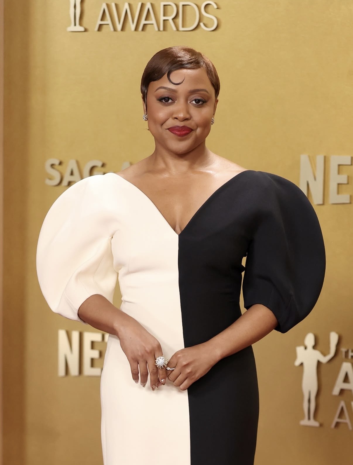 Quinta Brunson at the 2026 Actors Award wearing 1920s inspired bixie with sculpted finger waves — 2026 Actors Award best beauty looks