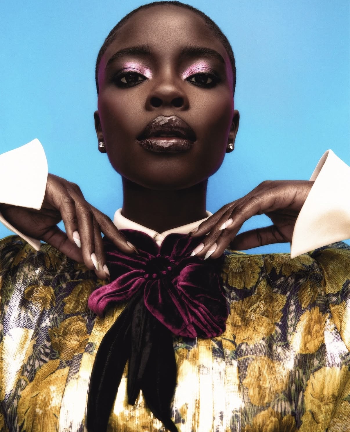 SZA's beaded locs hairstyle with large gold beads in editorial shoot for i-D Magazine — editorial beauty looks