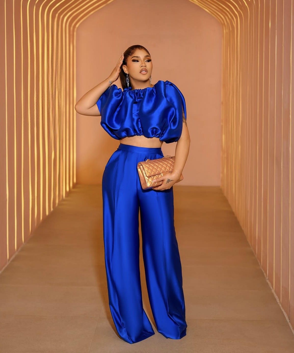 Cobalt blue matching two-piece set styled for spring fashion — Cobalt Blue Spring Trend