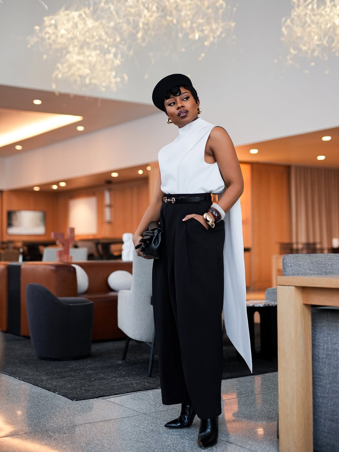 woman wearing elevated basics outfit