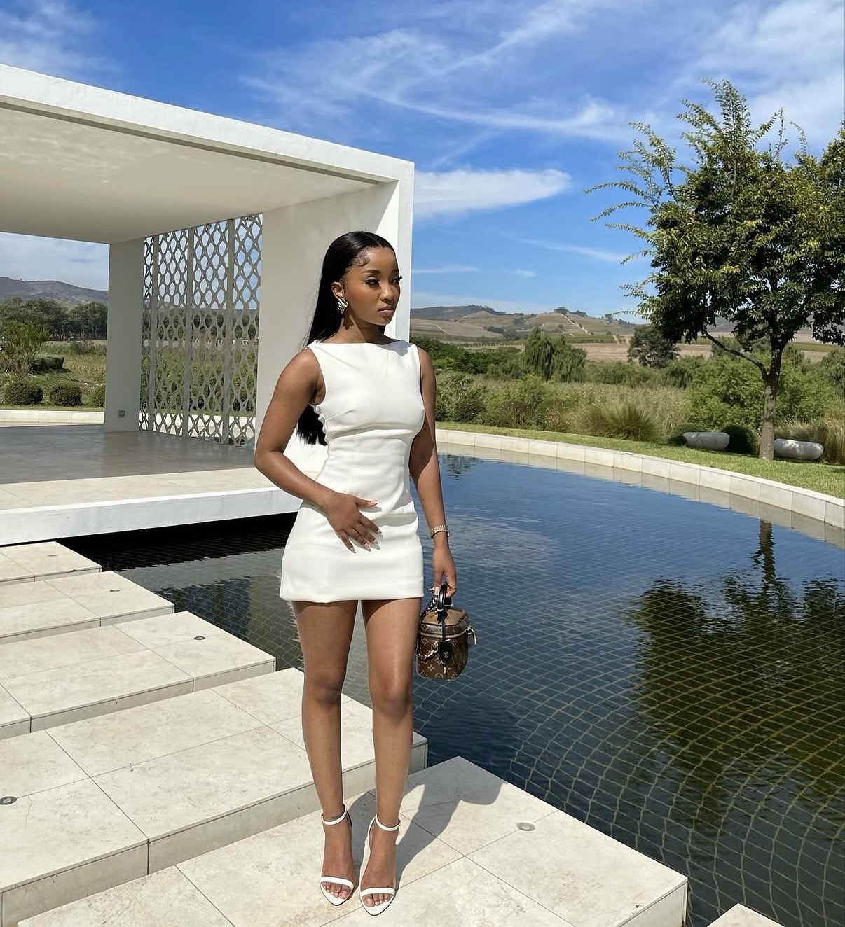 little white dress with white heels