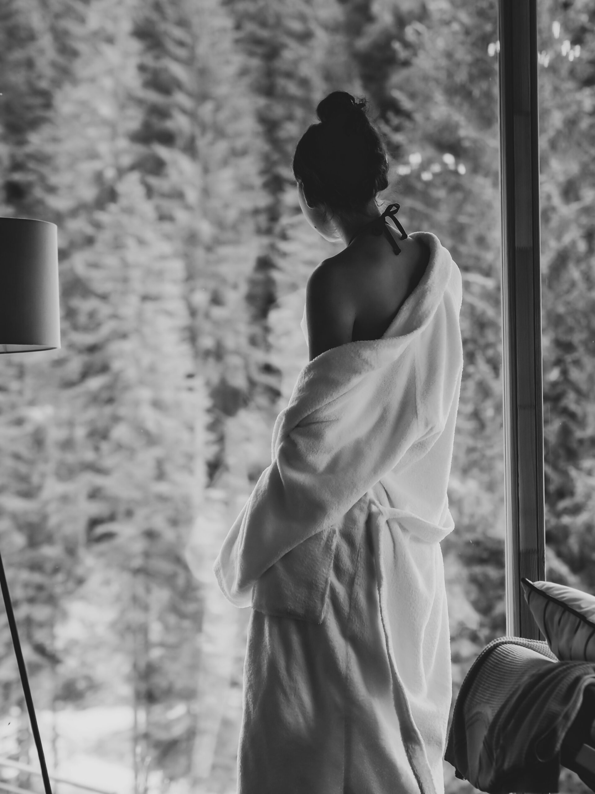 woman in white robe marker of style