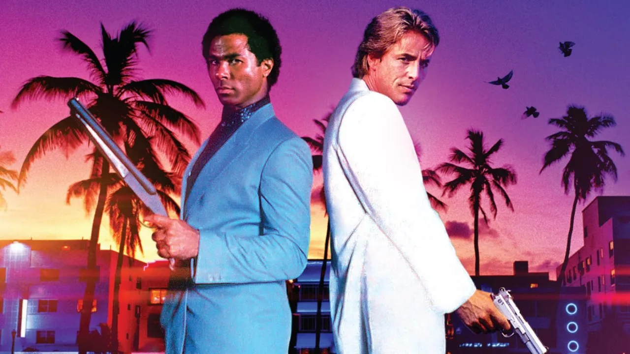  Don Johnson and Philip Michael Thomas in Miami Vice '85