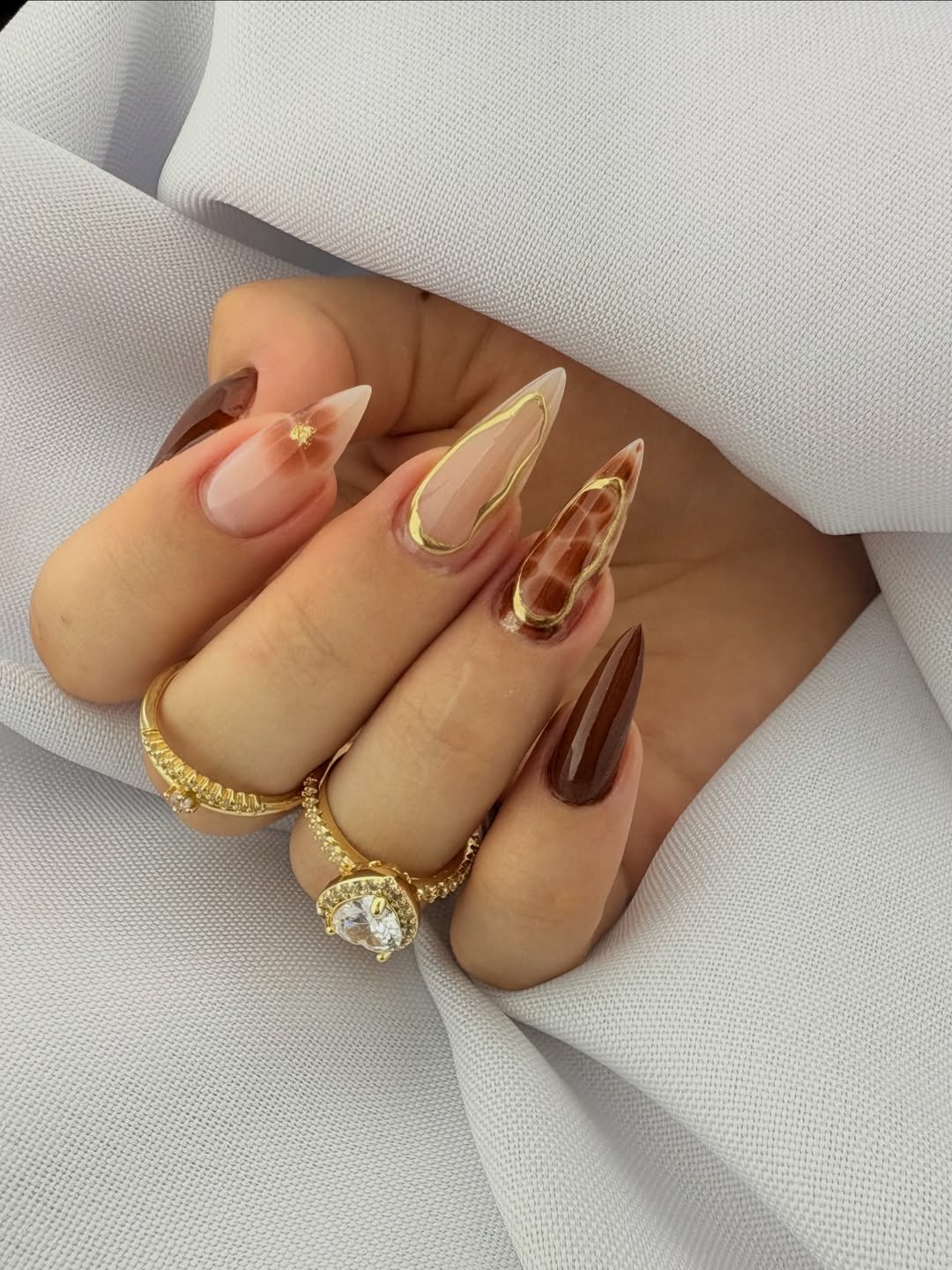 nude nail colors for spring with floral design