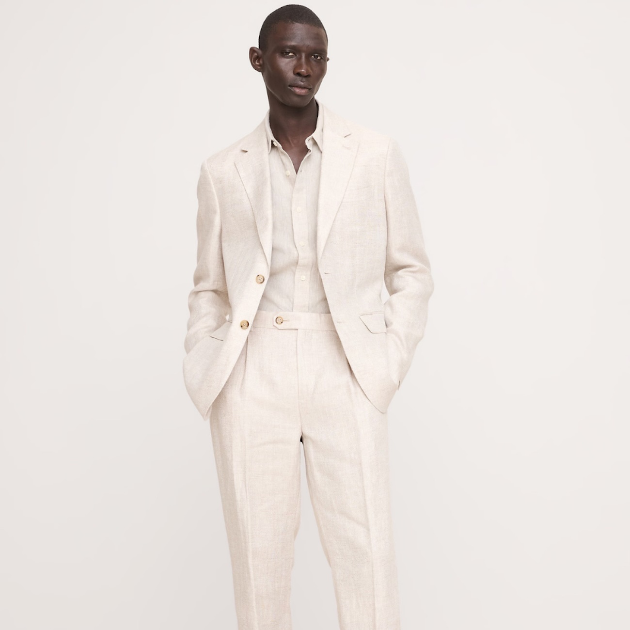 beach wedding dress for men Men's Beach Wedding Attire Suit Menswear Gray and White Gray and White / 52 Regular Jacket main image 1