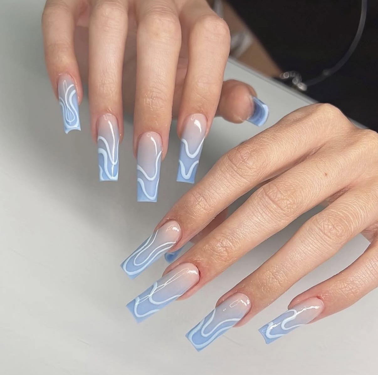 baby blue nails designs