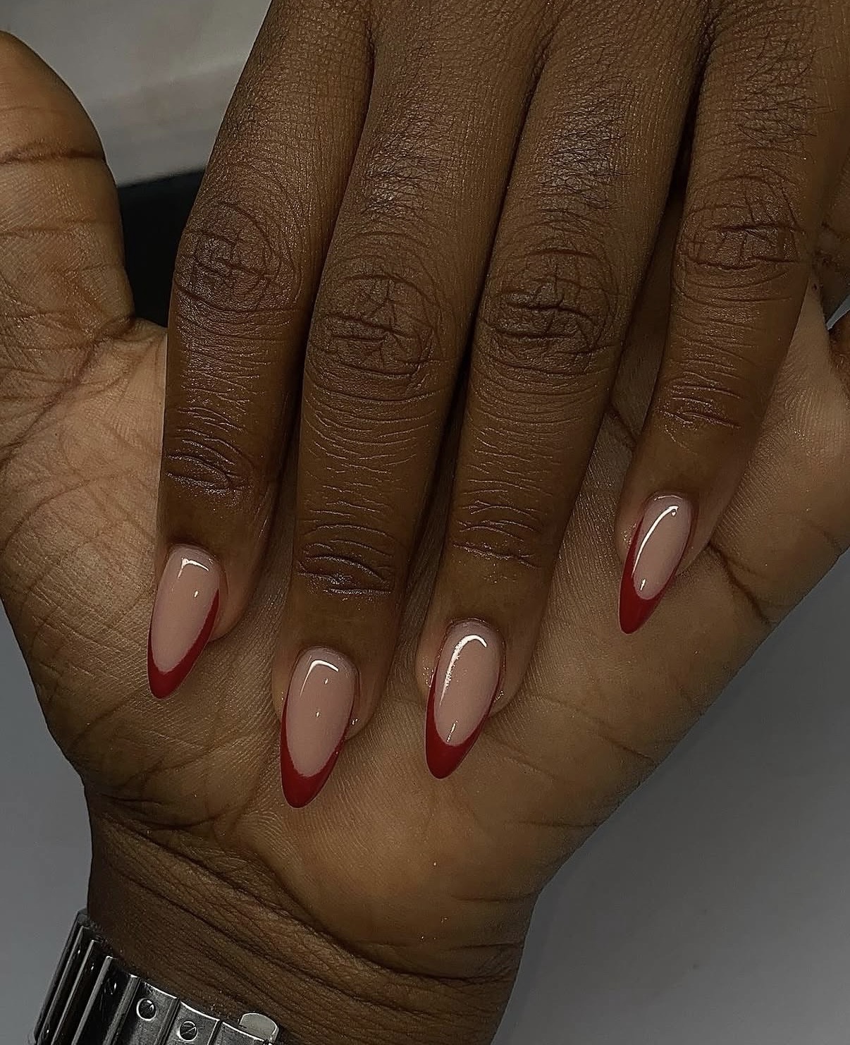 Colored tips French manicure
