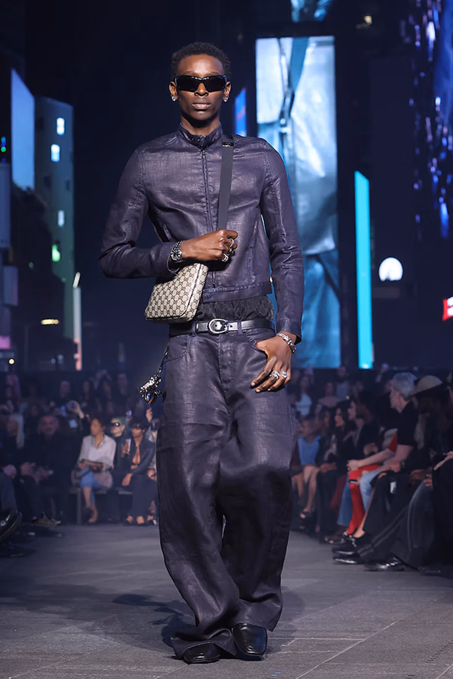Gucci GucciCore Cruise 2027 runway in Times Square with Demna's character studies collection