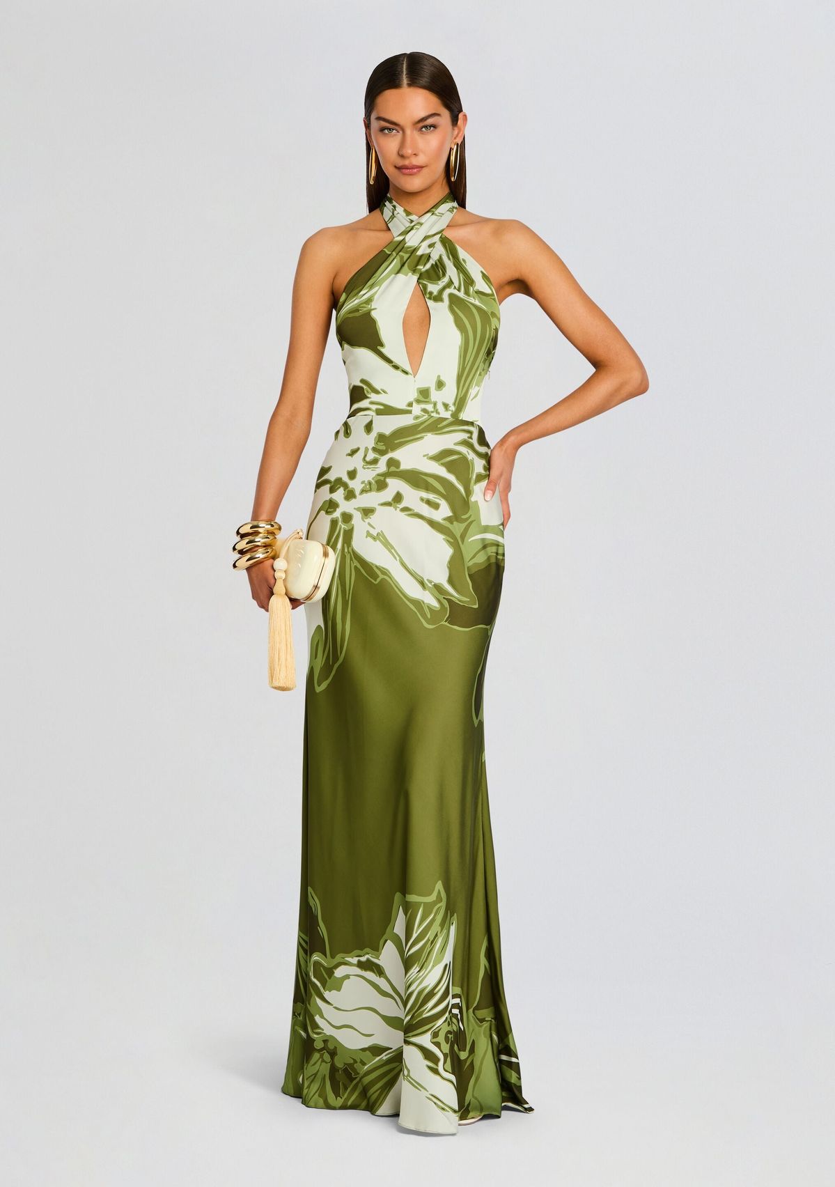 woman wearing maxi dress with flowers