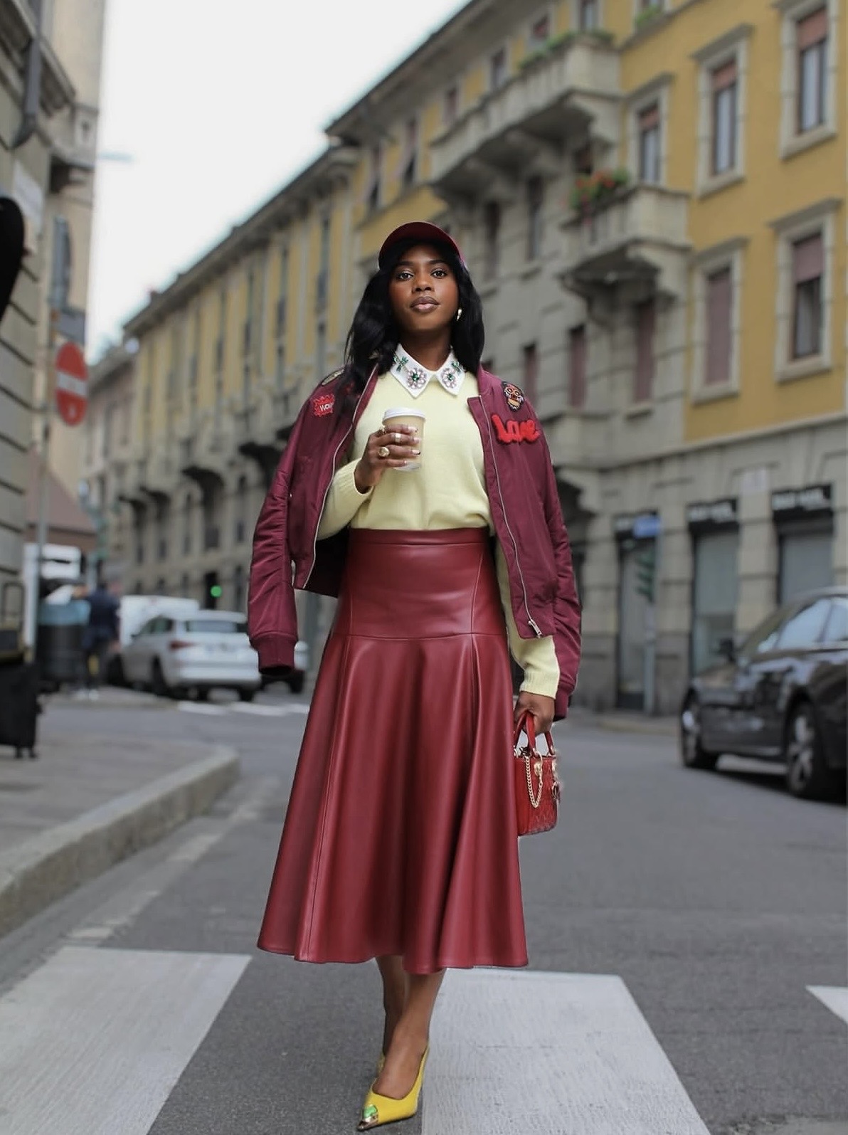 Leather skirt fall outfit
