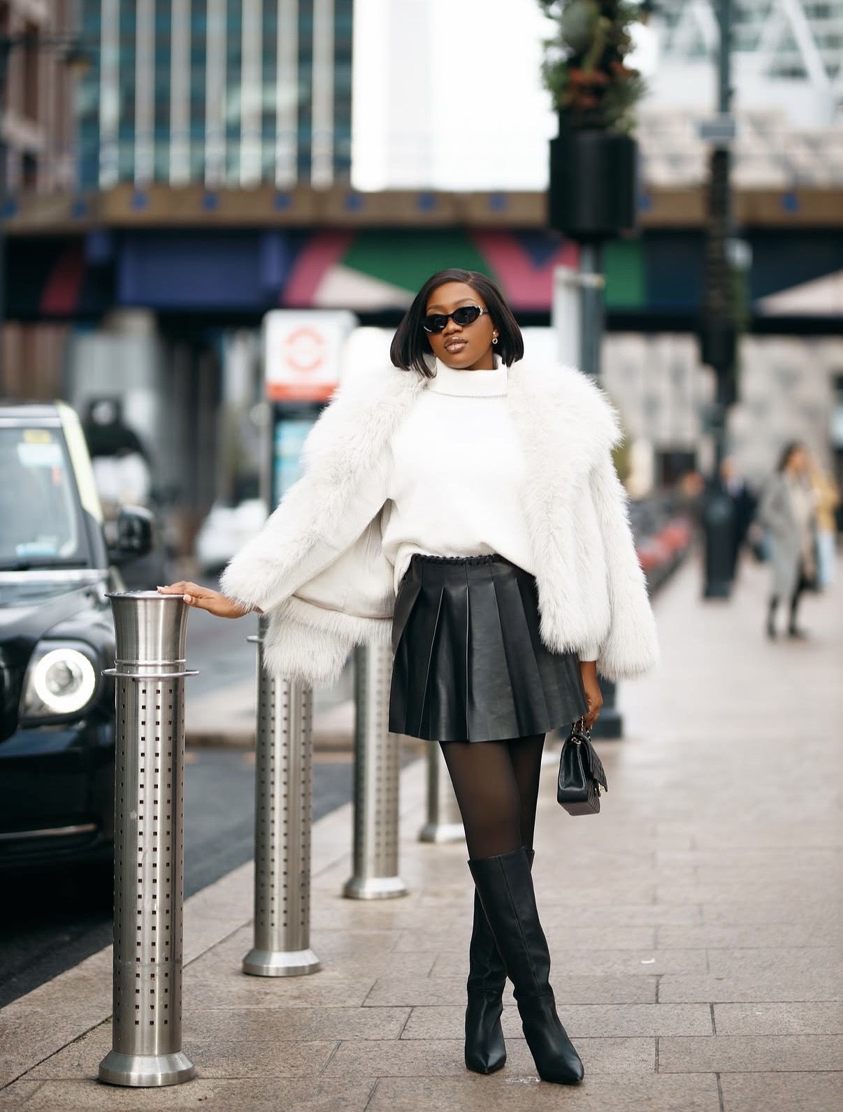 Leather skirt fall outfit