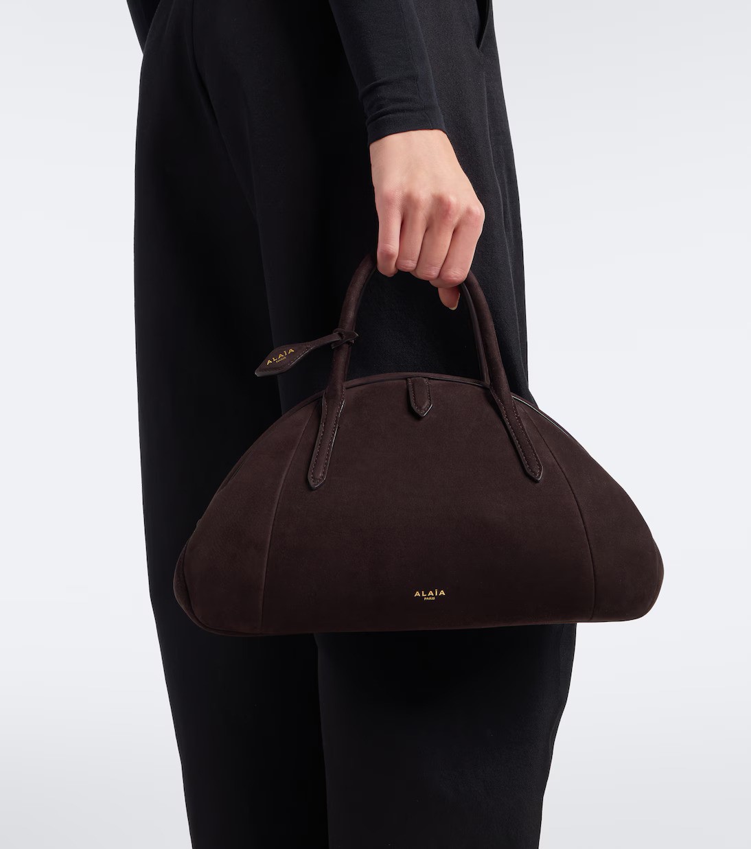 alaia suede top handle bag