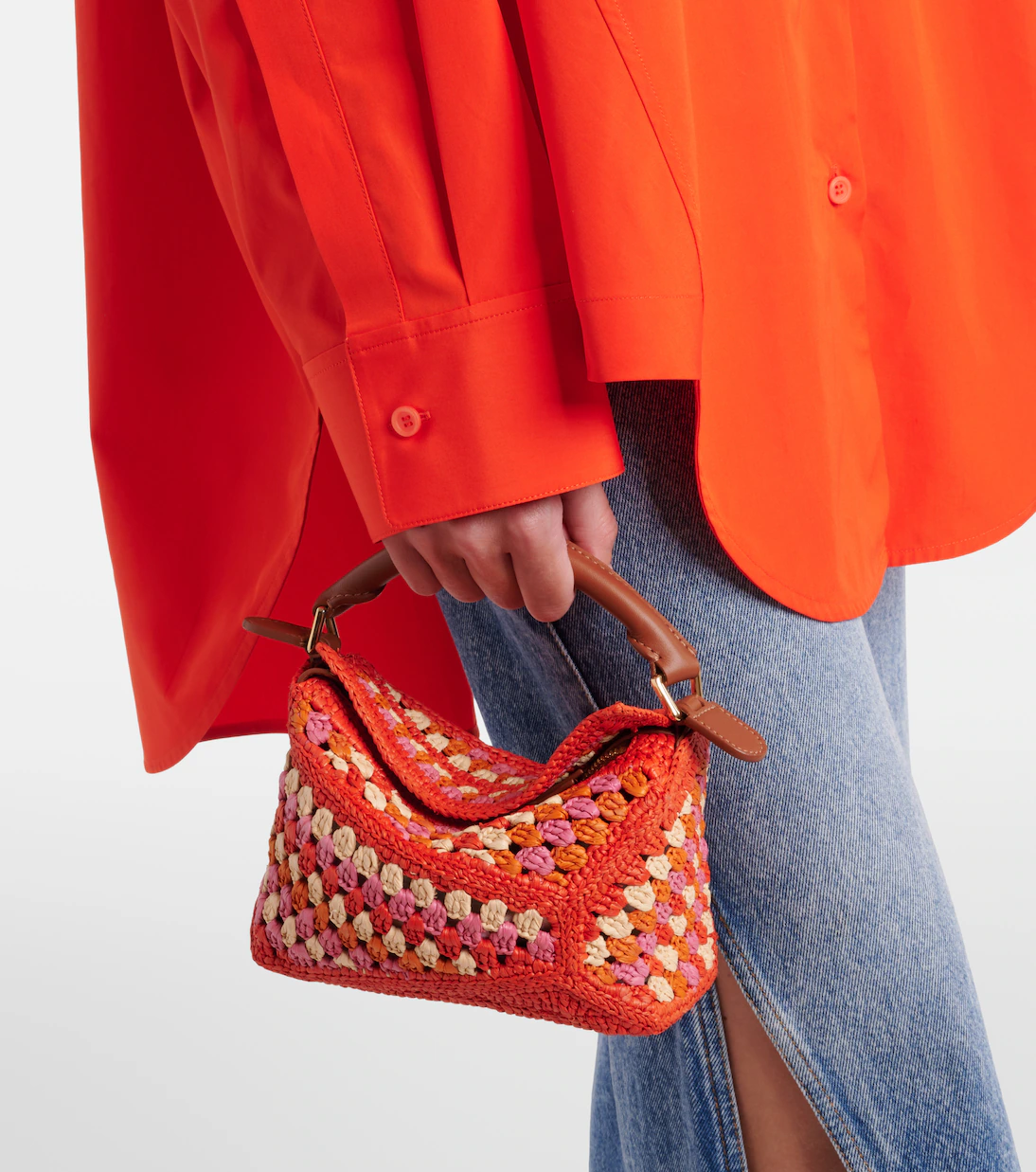 orange raffia bag for women