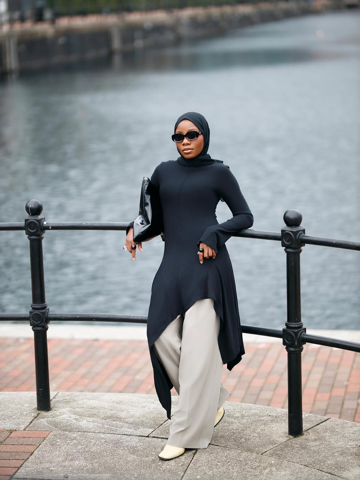 woman wearing summer transition wardrobe in fall