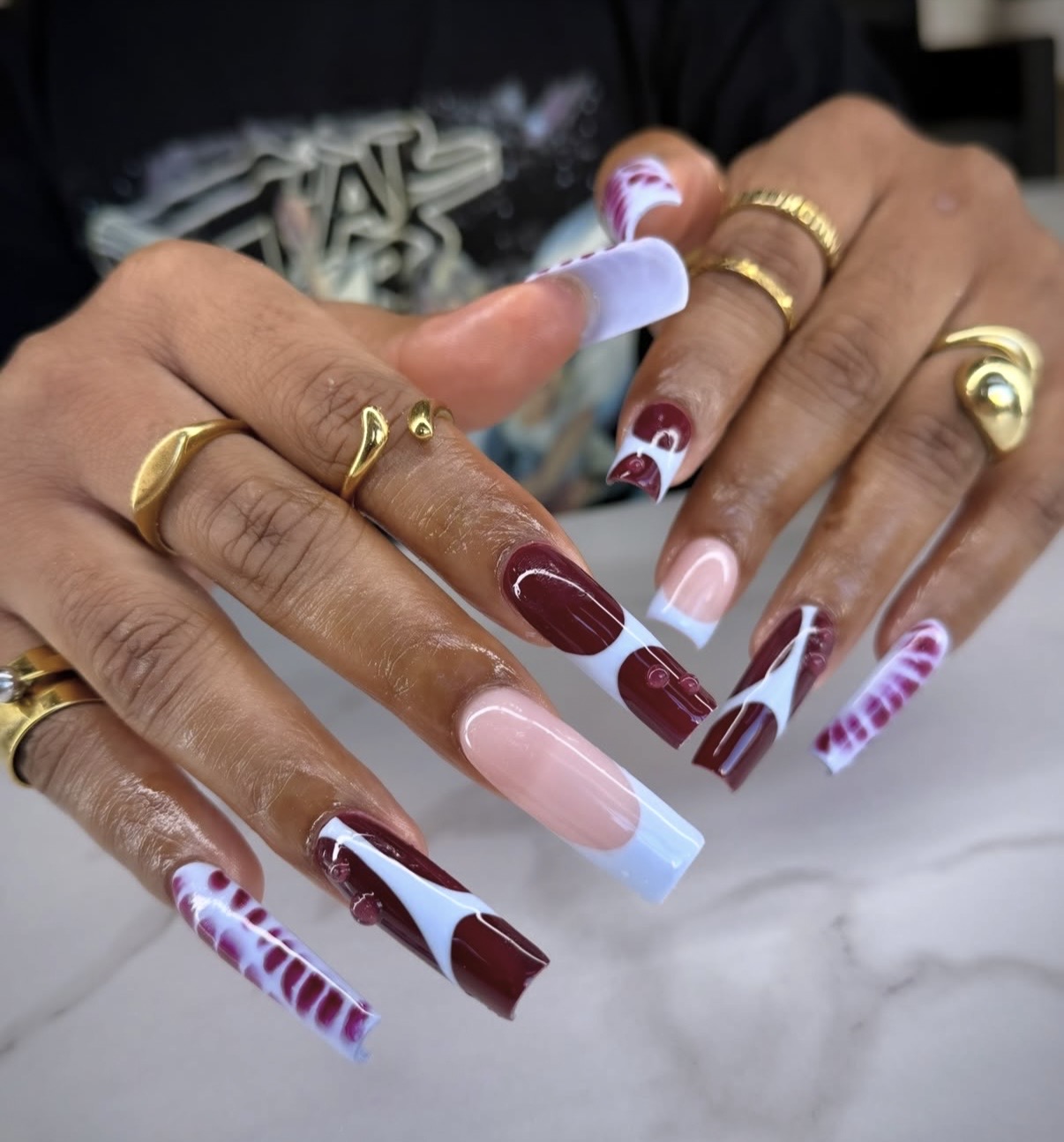 burgundy fall nails