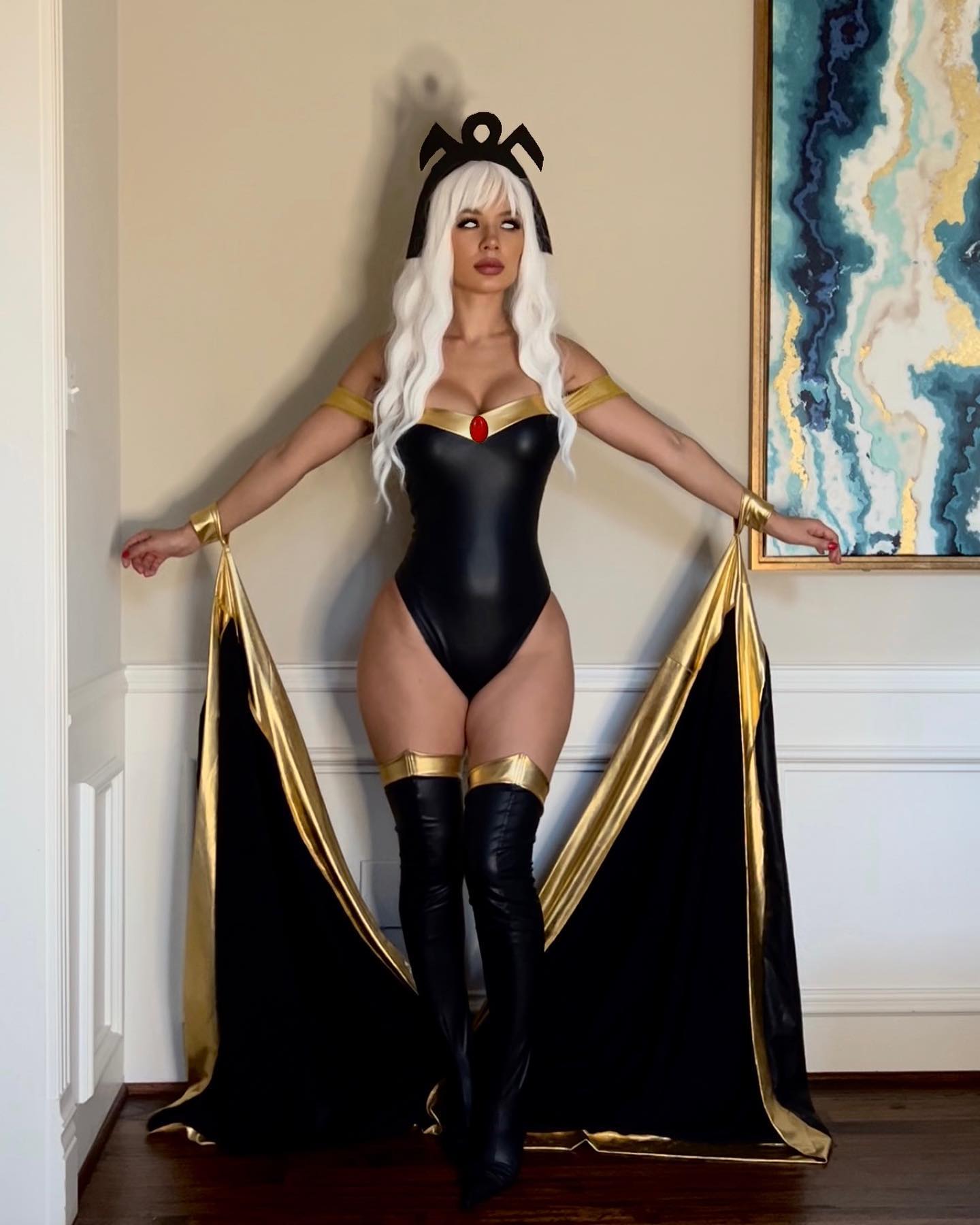 woman wearing storm pop culture halloween costume